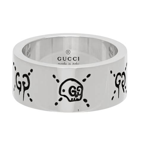 open gallery 1 gucci ghost silver ring|gucci ghost ring 6mm.